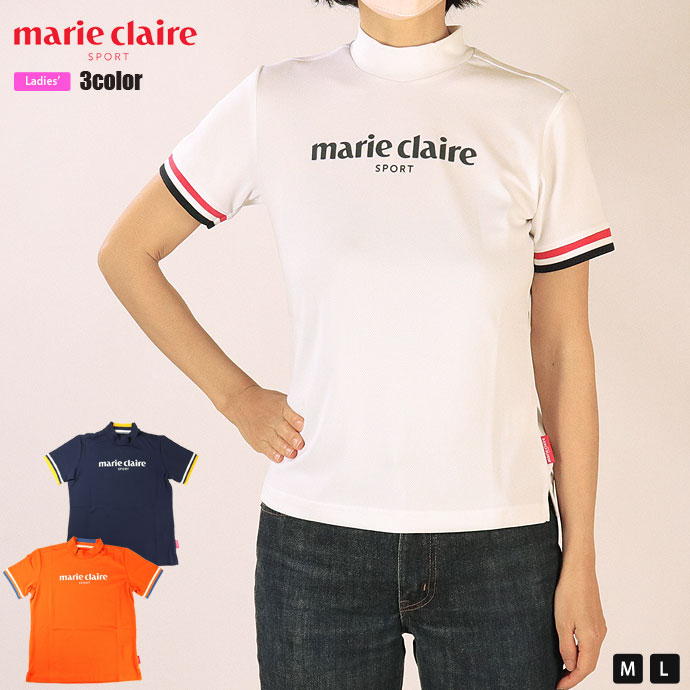 半袖Tシャツ マリクレール marieclaire レディース 711-608 モックネックシャツ 2301 カットソー モックネック 半袖 ゴルフウェア プルオーバー 吸汗速乾 UVカット トップス ネコポス対応