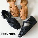 Figurino フィグリーノ 幅広 3E 本革 グルカサンダル SP209 日本製 軽量 甲高 ワイズ ゆったり リラックス レザー 牛革 レディース 靴 ブラック 黒 婦人靴 ショップチャンネル 