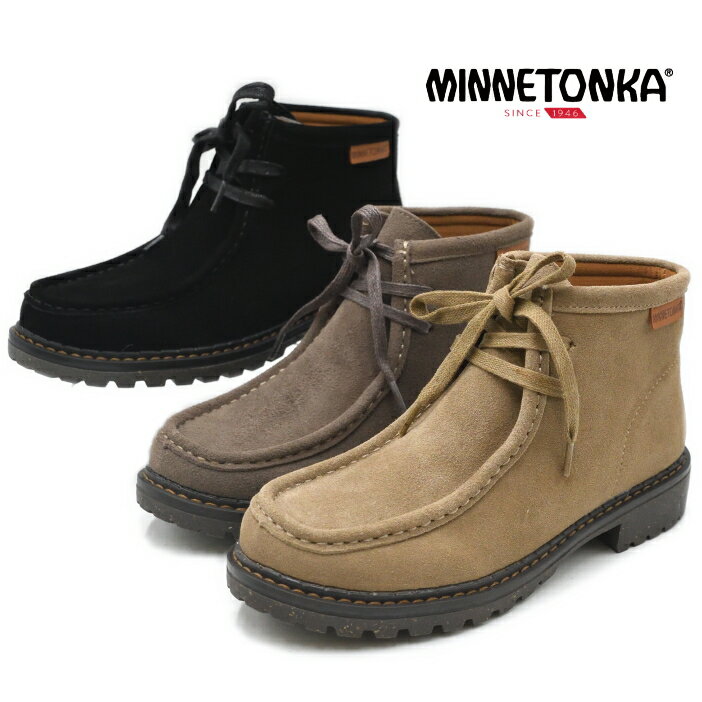 ミネトンカ MINNETONKA ミネトンカ モカシンブーツ 18M18 レザー 本革 ショートブーツ レースアップブーツ 歩きやすい ネイティブ アメリカン ボヘミアン らくちん 軽量 【あす楽対応】