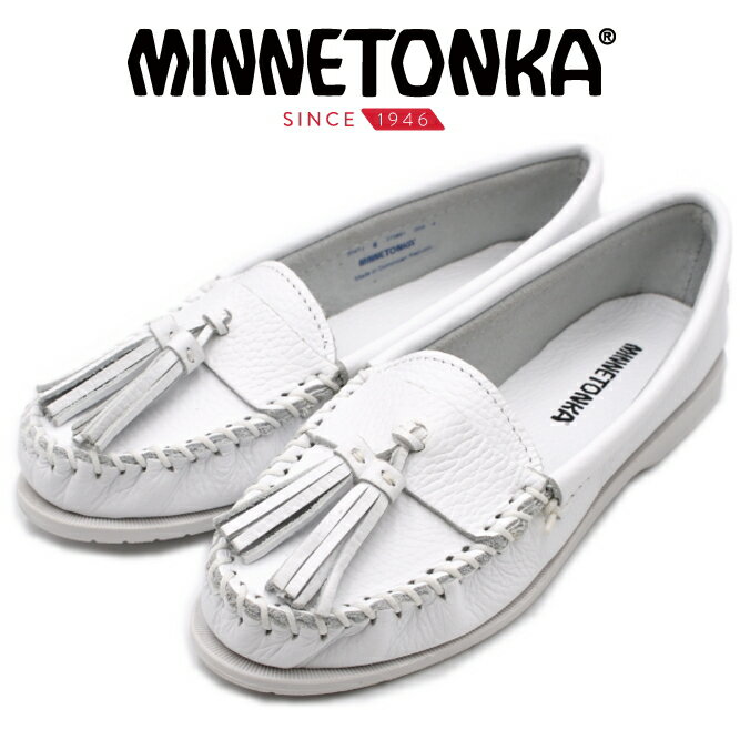 MINNETONKA ミネトンカ タッセルボートモック TASSEL BOAT MOC レザー 本革 モカシン フラットシューズ モカシンシューズ スムース フリンジ ホワイト 白 【あす楽対応】