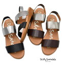 Oh! My Sandals オーマイサンダルズ ウエッジソールサンダル 4459 本革 レザー レディース サンダル ダブルベルト バックストラップ 