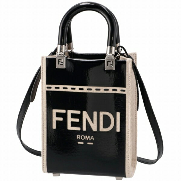 フェンディ 革トートバッグ レディース 【アウトレット】【訳あり】フェンディ FENDI トートバッグ サンシャイン スモール FENDI ROMA パテント ミニバッグ ブラック 8BS051 ANT7 F0H9H