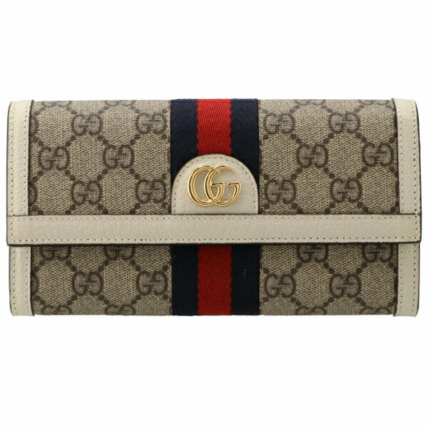 グッチ GUCCI 長財布 二つ折り オフィディア GGスプリーム キャンバス 二つ折り長財布 ベージュ×エボニー 523153 96IWG 9794