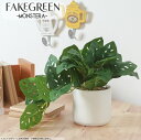 フェイクグリーン モンステラ セラミックポット付き 人工観葉植物 造花 おしゃれ インテリア 緑 アート 枯れない 水やり不要 お手入れ簡単 室内 リビング オ...