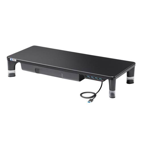 【新品/取寄品/代引不可】USBハブ・引出し付モニター台 MR-LC806BK
