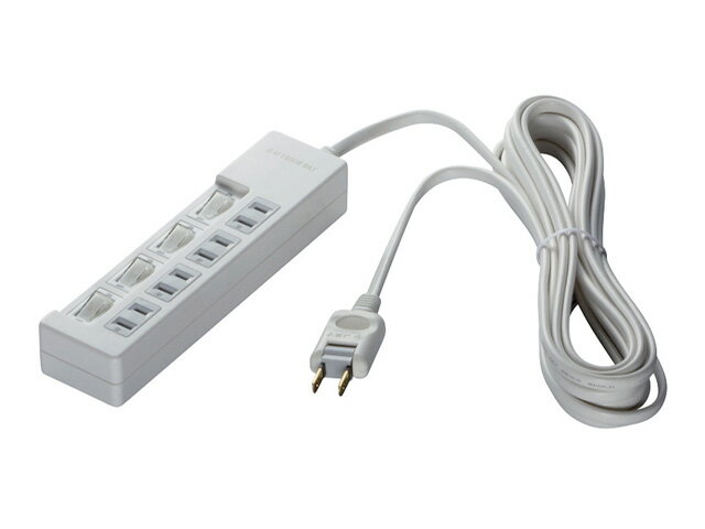 【新品/取寄品/代引不可】2ピン式電源タップ 4個口タイプ 雷サージ防止/個別スイッチ付 1m ホワイト BS..