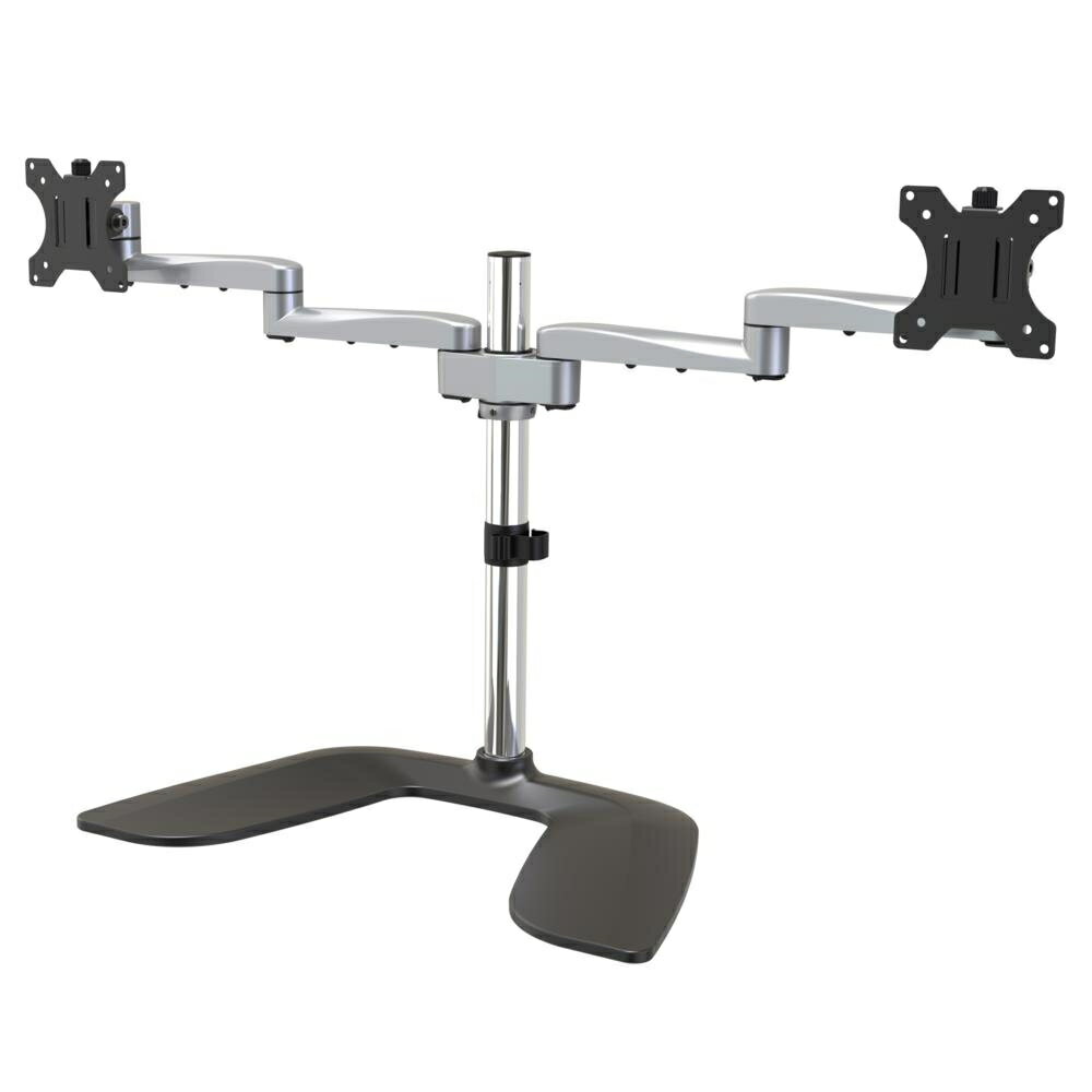 配送区分：FサイズZU201WN【新品/取寄品/代引不可】液晶モニターアームスタンド 2画面対応多関節アーム 最大32インチ対応VESAスタンド 支柱上で高さ調節可能 スチール&アルミ製 ARMDUALSS※代金引換でのご注文はお受付できません。 ※ご注文手続き後、当店より発送予定日または取寄商品の在庫有無・納期を記載したご注文確認メールをお送りいたしますので必ずご確認をお願い致します。 こちらの商品はメーカー代理店より直送の商品となり、通常、土日祝を除く3営業日前後での発送予定となります。（詳細納期はご注文後にメールにてご案内致します。） ※発注手配の可否をメールにてご確認させて頂く場合がございます。必ず当店からご案内するメールをご確認ください。 ※商品の手配ができない場合や、発注手配可否の確認が取れない場合には誠に申し訳ございませんがキャンセルとさせていただきます。モニタースタンド|高さ調節可能|最大32インチモニタに対応・商品詳細 : 2面対応多関節モニタアーム。可動域が広い多関節アームにモニタ2台を取り付け、スペースを広く使いながら画面が見やすいカスタム環境を設定することができます。作業スペースで配置の自由度が高いフリースタンド型のモニタアームです。このデュアルモニタスタンドは、最大32インチ、1台あたり8kgまでのVESA規格モニタ(75x75mm、100x100mm)に対応し、2台を横に並べて固定します。2面環境を構成し、効率よく仕事を進めることができます。デスク面からモニタを持ち上げて配置するデュアルモニタスタンドは、画面の高さと角度の調整がきき、エルゴノミクス(人間工学)を考慮したワークスペースの構成に役立ちます。スイベル機能つきのモニタアームは柔軟性に優れ、快適に作業することができます。42.4cmの支柱に沿ってディスプレイを上下に動かし、画面の高さを最適な位置に固定してセットアップをカスタマイズすることができます。また、2つの画面をきっちりと揃える微調整機能もついています。多関節デュアルアームは46.8cmまで伸ばせるようになっています。チルト機能は+90/-40度、スイベル機能は+/-90度に対応し、最適なビュー位置に調整することができます。また、画面は縦向きにも横向きにも回転可能です。スタンドには配線用の溝がついています。ケーブルが目立たないように引き回し、機器周りをすっきりと保つことができます。StarTech.comでは、本製品に5年間保証と無期限無料技術サポートを提供しています。・製品タイプ : アーム・仕様 : ■チルト：+90°/-40°■ディスプレイ回転：+180°/-180°■パン：+/- 90°■可搬重量：8kg■最大ディスプレイサイズ：32インチ■最大延長時のアーム長さ：422mm■高さ調節：あり■エンクロージャタイプ：アルミ、スチール、プラスチック■色：ブラック＆シルバー■製品幅：11.6cm■製品重量：4.8kg■製品長さ：92.6cm■製品高さ：55cm■パッケージ内容：3mm 六角レンチ、4mm 六角レンチ、6mm 六角レンチ、M4 x 12mm ネジ、M4 x 16mm ネジ、M4 x 20mm ネジ、M5 x 12mm ネジ、M5 x 16mm ネジ、M5 x 20mm ネジ、VESAマウント、ケーブル結束クリップ、ショルダー、スイベルアーム、スペーサー、ベース、ワッシャ、取扱説明書、支柱■工場出荷時(パッケージ)重量：5.6kg■パッケージの幅：55.7cm■パッケージの長さ：31.2cm■パッケージの高さ：10.5cm■対応ディスプレイ数：2■多関節アーム：あり■向き：横向き■取り付けオプション：デスクトップスタンド■ケーブル管理：あり■VESA取り付け穴パターン：75x75mm、100x100mm
