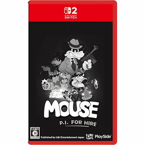 配送区分：SSサイズ[07月09日発売予約][ニンテンドースイッチ2ソフト] マウス やとわれの探偵 [BEE-P-AA4HA] 【予約商品の注意事項】 ※こちらの商品は人気商品のためお一人様(1配送先)2個までになります。 (同一住所、アウトレットプラザ各店舗合わせての制限数です) (お届け先が異なっていても同一注文と判断させていただく場合がございます) (複数注文が確認できた場合は「いたずら注文防止」の為に全ての予約をキャンセルさせていただく場合がございます） ※東京都からの出荷となりますが、お届け先地域、配送方法、決済日時により発売日に届かない場合がございます。 ※商品は発売日の前日に入荷予定となりますが、極稀にメーカーや運送会社都合により当店への入荷が遅れる場合がございます。 （メーカー様により発売月の設定しか無い場合は入荷次第の出荷となります。） ※発売日の異なる商品を同時にご注文頂いた場合は発売日の遅い商品が入荷次第の同時発送となります。 （個別発送をご希望の場合は別々にご注文下さい） ※お客様のご都合による注文のキャンセルは、いかなる場合もお受けする事が出来ません。 ご予約の際は十分にご検討をいただき、ご注文をお願いします。 (お客様都合によるキャンセルをされた場合は、今後のご予約・ご注文はお断りをする事が御座います。) ※受け取り拒否履歴のあるお客様のご予約は受付できない場合がございます。 （ご予約後でもキャンセルさせていただく場合がございます。） U&I エンターテイメントジャパン ■タイトル: MOUSE：やとわれの探偵 [BEE-P-AA4HA] ■発売日:2026年7月9日(木) ■対応機種:Nintendo Switch2 (ニンテンドースイッチ2) 専用 ■仕様:キーカード ■ジャンル:FPSアドベンチャー ■プレイ人数: ■CERO: C 15才以上対象 ジャズが流れ、銃火が走る。私立探偵ジャック・ペッパーが挑む痛快アドベンチャー。 「MOUSE：やとわれの探偵」は、1930年代クラシックカートゥーンの魂を宿した、FPSアクションアドベンチャー。 白黒の“ラバーホース”調アニメーションはすべて手描き。フィルムのゆらぎや線の揺れまで再現した、昔の白黒アニメそのままのレトロで味わい深い表現が、独自の世界を描き出している。 ■命を懸けて腐った街を調査せよ！ 戦争の英雄から私立探偵に転身したジャック・ペッパー。彼が生きる街では小さなネズミの穴にすら危険が潜んでいる。 1つの失踪事件がやがて複雑に絡み合うクモの巣のような陰謀へとエスカレートしていく。 汚職、誘拐、殺人が溢れるマウスバーグを調査し、重装備のギャングや悪徳警官と戦い、街の暗部に蠢く陰謀を暴き出せ。 ■トンデモない武器を使いこなせ！ マシンガン、チェーンソーから爆発性の火器まで、ペッパーの武器庫の武器はそれぞれ、カオスなカートゥーンの世界でノンストップに威力を発揮する。 クラシカルな武器やトンデモ武器を駆使し、パワフルにアップグレードして、ほうれん草たっぷりのパンチを繰り出そう！ 危険な戦闘やマニアックなボス戦が君を待っている。そう、マウスバーグの住民は最後まで諦めずに戦うのだ。 ■広大なマウスバーグを制覇せよ！ 暗い街通りから古びた映画スタジオや豪華なオペラハウス、毒のある沼地や下水道など、都市を舞台にした変化に富んだステージが待っている。 数え切れないほどの依頼をこなし、証拠やヒントを見つけたりと、マウスバーグは探偵をワクワクさせる驚きでいっぱい。 使える道具は全て使い、壁を走り、鉤をつかみ、二重ジャンプを決めて、このカートゥーン世界を制覇しよう。 【ご注意】 ※本作のパッケージ版は「キーカード」です。 はじめてゲームをプレイする際に、インターネットを通じてソフト本編のデータをダウンロードすることで遊ぶことができます。 2回目以降はインターネット接続環境がなくてもゲームを開始できますが、通常のパッケージ版と同様、キーカードを本体に差し込んでおく必要があります。 ※インターネット接続環境・4GB以上の空き容量（更新データなどで追加の空き容量が必要になる場合があります）をご用意ください。 ※詳細はニンテンドーホームページをご確認ください。
