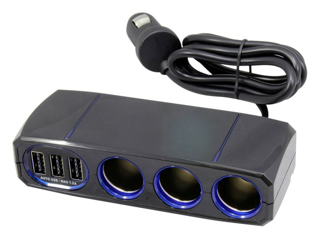 【新品/取寄品/代引不可】3連セパレートソケット 3リバーシブルUSB 自動判定 7.2A KX-220