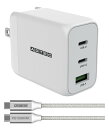 【新品/取寄品/代引不可】Power Delivery対応 GaN AC充電器/65W/USB Type-A 1ポート Type-C 2ポート/ホワイト & T...