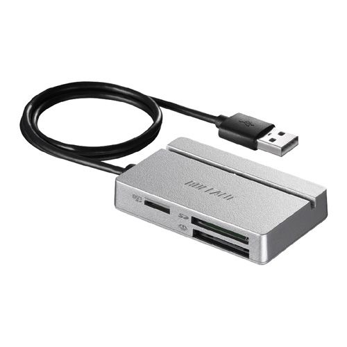 【新品/取寄品/代引不可】USB2.0 マルチカードリーダー スタンダードモデル シルバー BSCR100U2SV