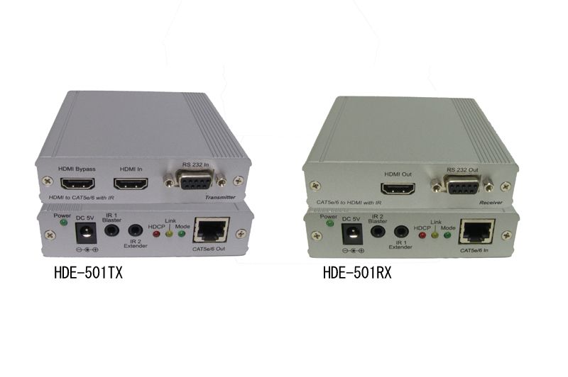 3D、4K2K対応、CAT5/6を1本使用してHDMI信号を最大100メートル延長 HDE-501TRX