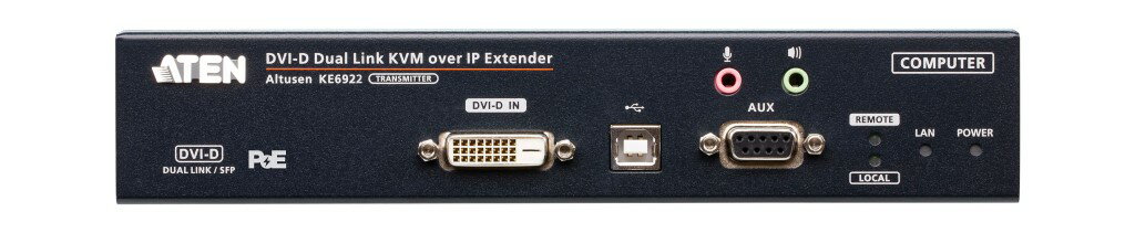 【新品/取寄品/代引不可】デュアルリンクDVI-D IP-KVMトランスミッター(2K&PoE対応、デュアルSFP搭載) KE6922T/ATEN