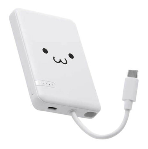 【新品/取寄品/代引不可】モバイルバッテリー/リチウムイオン電池/5000mAh/12W/USB-C/USB-Cケーブル一体/しろちゃん DE-C62-5000WF 【新品/取寄品/代引不可】モバイルバッテリー/リチウムイオン電池/5000mAh/12W/USB-C/USB-Cケーブル一体/しろちゃん DE-C62-5000WF