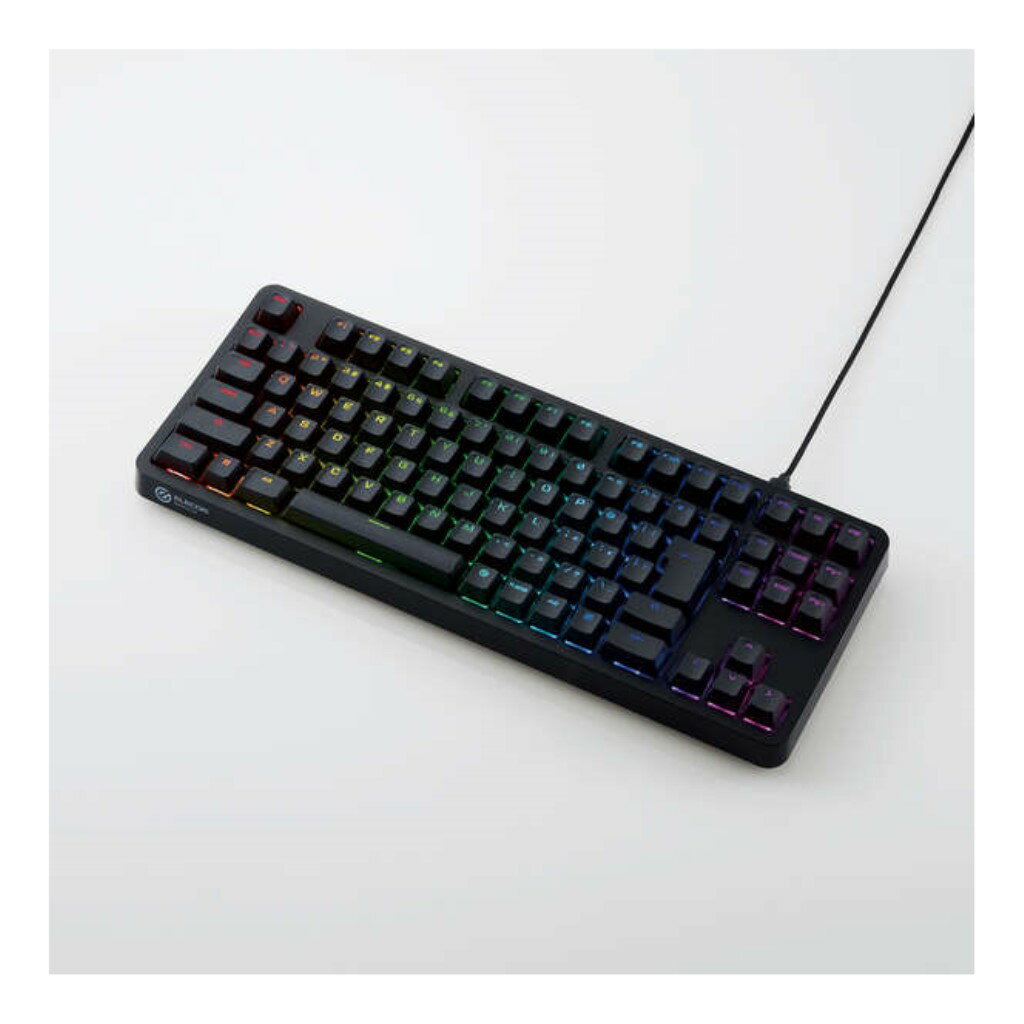 【新品/取寄品】ELECOM V custom TK-VK310SBK 銀軸 ブラック /ゲーミングキーボード/有線/着脱式/メカニカル/ネオクラッチキーキャップ/テンキーレス/スピードリニア/RGB/