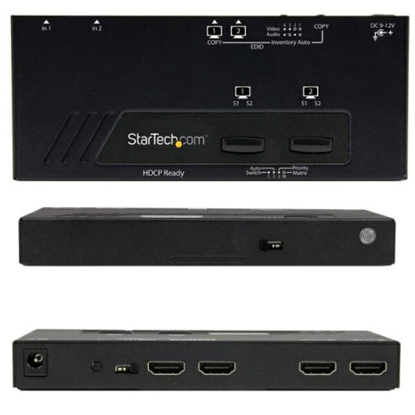 【新品/取寄品/代引不可】2入力2出力HDMIマトリックススイッチャー切替分配器 2x2 HDMIビデオセレクタースプリッター 1080p 自動/優先切替機能付き VS222HDQ