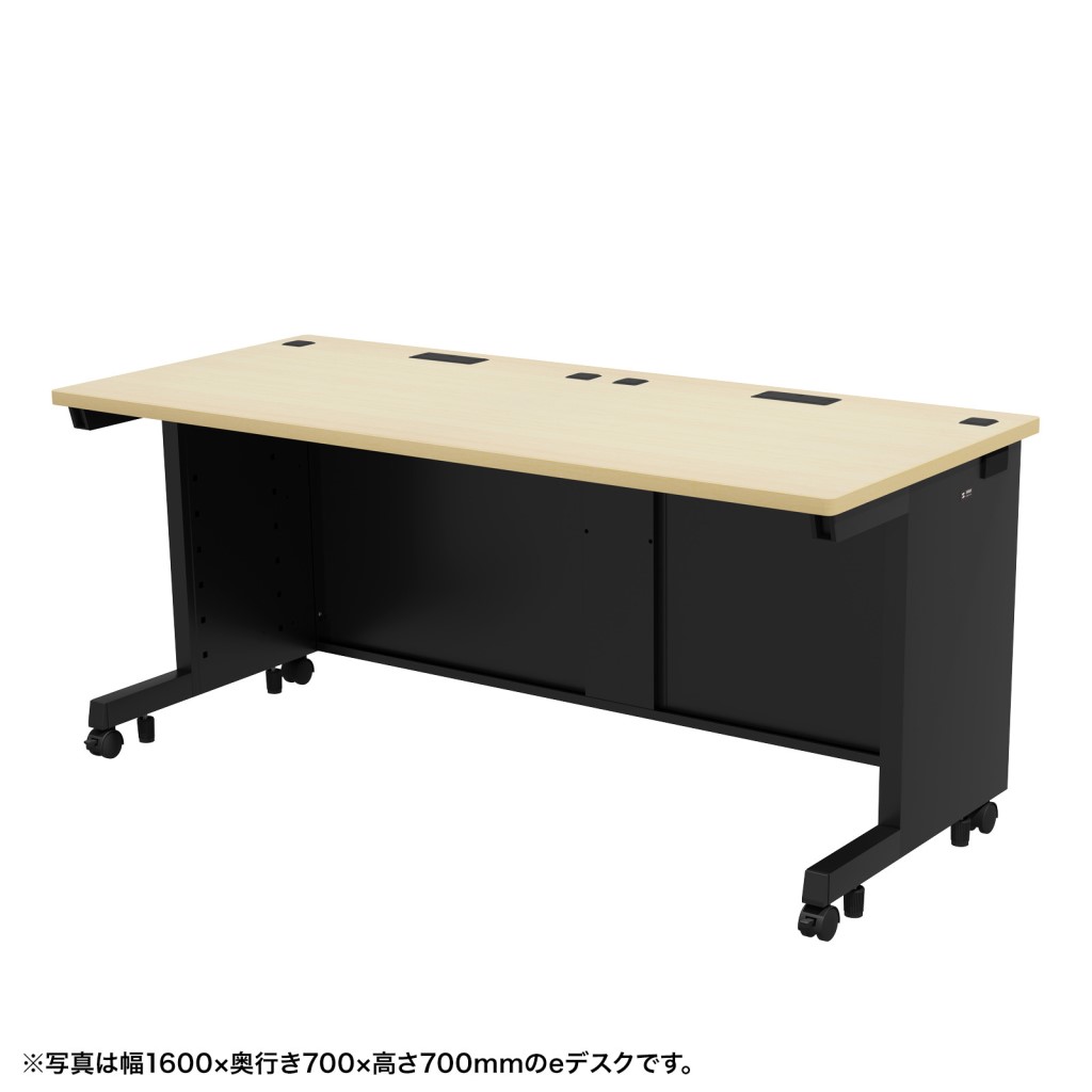 【新品/取寄品/代引不可】＜別途送料＞eデスク(ブラック+薄い木目)W1600xD700xH720＜受注生産品＞ ED-SK16070BKLM72