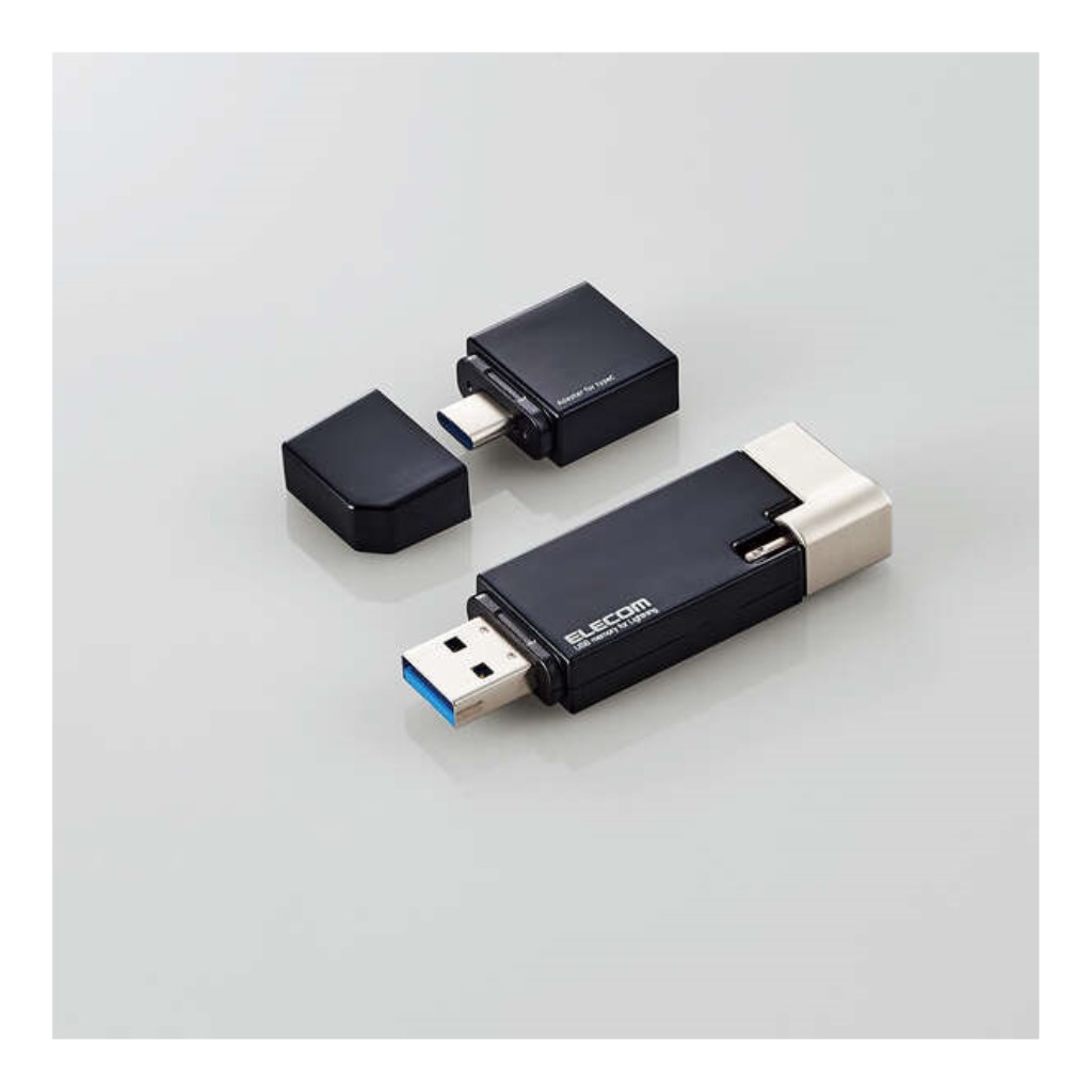 ELECOM LightningUSBメモリ USB3.2(Gen1) USB3.0対応 32GB Type-C変換アダプタ ブラック MF-LGU3B032GBK