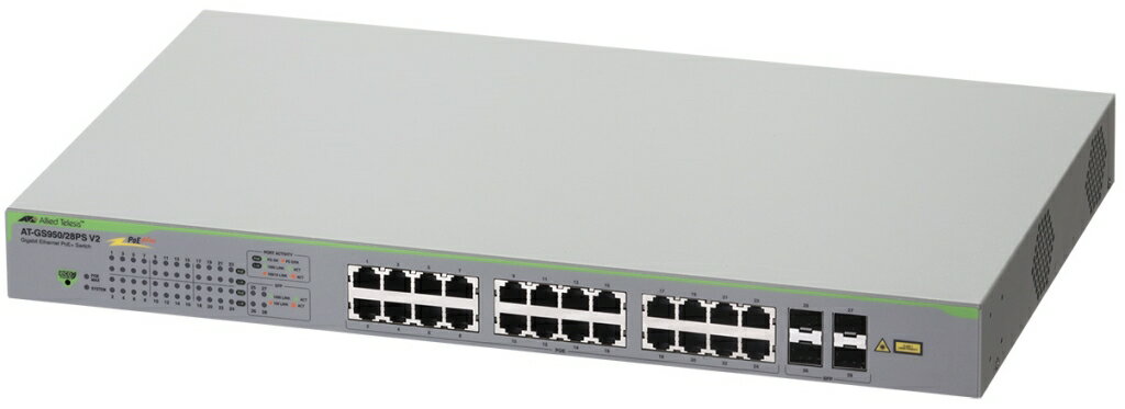 【新品/取寄品/代引不可】AT-GS950/28PS V2-N5アカデミック[10/100/1000BASE-Tx24(PoE-OUT)、SFPスロットx4(デリバリースタンダード保守5年付)] 4629RN5