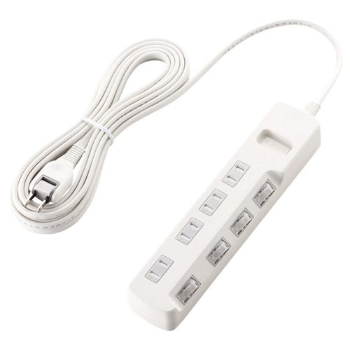 【新品/取寄品/代引不可】雷ガードタップ/個別スイッチ/ホコリシャッター付/4個口/5m/ホワイト T-K6A-2450WH