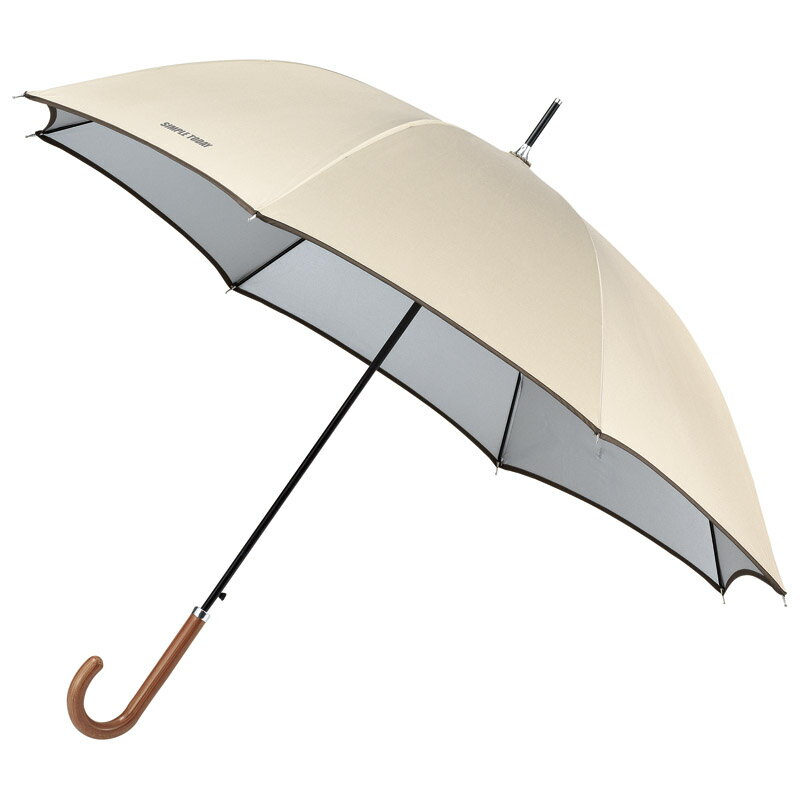 【新品/取寄品】【特選商品2】シンプルトゥディ晴雨兼用ジャンプ長傘ベージュ714085