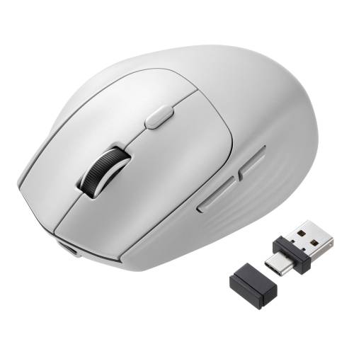 配送区分：SSサイズSN10XWL【新品/予約受付】Bluetoothワイヤレスマウス(USB-A/USB-C両対応・静音・5ボタン) MA-WBIRS539GYUSB A・USB-C両対応レシーバーで幅広い機器に接続でき、Bluetoothと2.4GHzで最大3台を切り替えて快適に使えるワイヤレスマウス。・商品詳細 : Bluetoothと2.4GHz接続の両方に対応しており、パソコンやタブレットなど使用機器に合わせて柔軟に使えるワイヤレスマウスです。Bluetoothは2チャンネルまで登録でき、付属レシーバーとあわせて3台まで接続できるため、複数端末を切り替える作業がスムーズです。USB AとUSB-Cの両対応レシーバーを採用しているため、変換アダプタなしで幅広いノートパソコンや機器にそのまま接続できます。クリック音を抑えた静音設計なので、オフィスや会議中、自宅での深夜作業でも周囲を気にせず使用できます。手に自然になじみやすい持ちやすい形状で、長時間の作業でも疲れにくく快適に操作できます。
