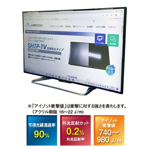 大型液晶TV用保護フィルター(反射防止タイプ)SHTP-TV 50インチ ベゼルレス用 SHTPW-50TVF