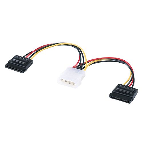 【新品/取寄品/代引不可】シリアルATA電源ケーブル(大4pin オス-SATA15pinメス×2) TK-PWSATA3N