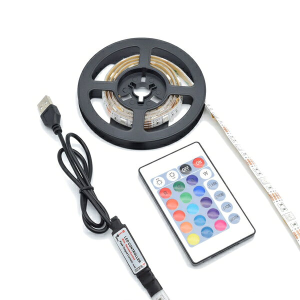 【新品/取寄品/代引不可】USBテープライトLED 1m RGB リモコン付き TPLED1M-RGBR