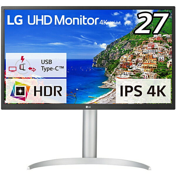 【新品/取寄品】27インチ ワイド液晶ディスプレイ(3840x2160/IPS/ノングレア/HDMIx2/DP/TypeC(PD90W)/高さ調整/ピボット/チルト) 27UP550N-W