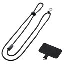 【新品/取寄品/代引不可】外付けストラップホール/挟み込みシート/スマホ用/ネックストラップ付き/ブラック P-STHNECBK