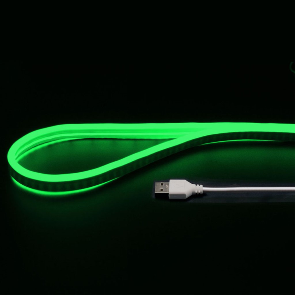 配送区分：LサイズIK100RN【新品/取寄品/代引不可】USBネオンチューブライト2m グリーン NEONLT2M-GR※ご注文手続き後、当店より発送予定日または取寄商品の在庫有無・納期を記載したご注文確認メールをお送りいたしますので必ずご確認をお願い致します。 こちらの商品はお取り寄せの商品となり、通常、土日祝を除く7営業日前後での発送となります。（詳細納期はご注文後にメールにてご案内致します。） ※発注手配の可否をメールにてご確認させて頂く場合がございます。必ず当店からご案内するメールをご確認ください。 ※商品の手配ができない場合や、発注手配可否の確認が取れない場合には誠に申し訳ございませんがキャンセルとさせていただきます。 ※直送の場合別途送料が掛かる場合がございます ※キャンペーン期間特価の場合ご注文金額が変更となる可能性がございます。 ※メーカーや弊社取引先へ申請書のご記入・提出をお願いする場合がございます。自由自在に曲がるネオン風LEDライト 2m グリーン・商品詳細 : ソフトな半透明素材の内部に等間隔に高輝度LEDが埋め込まれたテープ状のライトです。LEDの光が拡散するため、ネオン管のようにほぼ均一に光ります。ネオンライト内部には、ワイヤーが入っており、自由自在に曲げて伸ばしすることができます。ネオンチューブのカラーはグリーン、2mの長さでラインアップ。ご利用の用途に合わせてお選びいただけます。付属のUSBケーブルで、スマホ用充電器やUSBバッテリーをご利用いただける他、オプションの電池ボックスやライトベースにて、乾電池(単3x3本)が利用可能。コンセントがない場所でもUSBバッテリーや乾電池でご利用いただけます。ネオン看板のような輝きで、インパクトのある存在感と華やかさを演出。DIYやインテリア、ゲーミングPCのイルミネーション、間接照明など、アイデア次第で様々な組み合わせでご利用いただけます。入力：USB 5V/2A(USB電源は別途ご用意ください)。サイズ：断面約 12〜14 x 5〜7 mm、長さ約2m、LEDx200灯。消費電力：約5V/1A 以上。梱包内容：USBネオンチューブライト本体、USBケーブル固定用クリップ(大、小)。