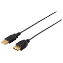 【新品/取寄品/代引不可】USB2.0延長ケーブル (A to A) スリムタイプ 1.5m ブラック BSUAASM215BK ブラック(2)