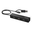 【新品/取寄品/代引不可】タブレット・スマホ用 USB2.0 4ポートハブ 変換コネクター付き ブラック BSH4UMB04BK(2)