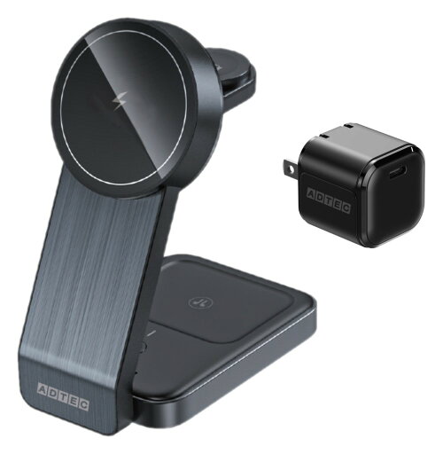 【新品/取寄品/代引不可】卓上&ポータブル Magsafe ワイヤレス マグネット式充電器 ブラック & PD充電器 33W セット AWPD-V015MEW-W33W-BM 【新品/取寄品/代引不可】卓上&ポータブル Magsafe ワイヤレス マグネット式充電器 ブラック & PD充電器 33W セット AWPD-V015MEW-W33W-BM