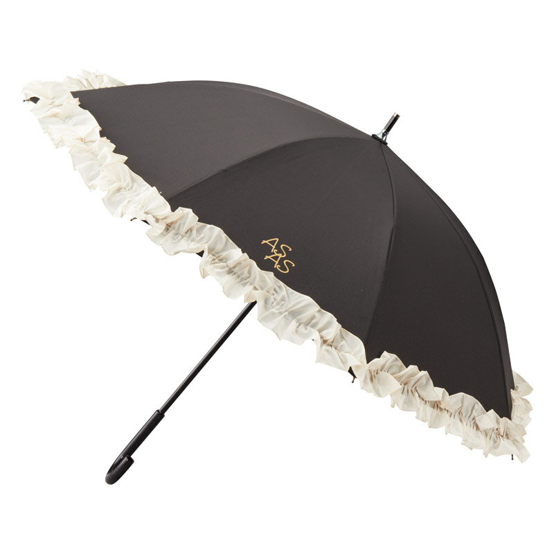 【新品/取寄品】【特選商品2】アズアズ晴雨兼用パラソル ブラック×オフホワイト 712125