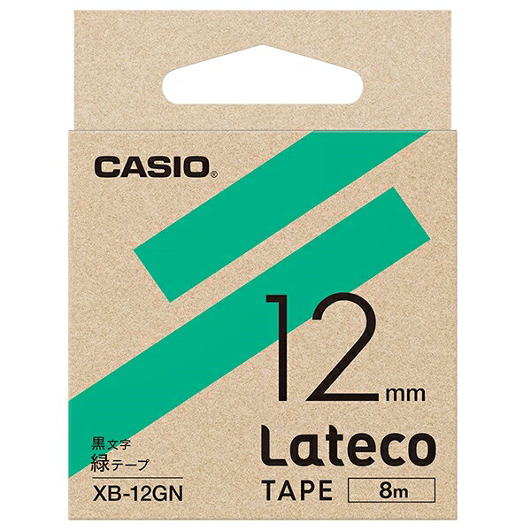 【新品/取寄品/代引不可】Lateco用テープ 12mm 緑/黒文字 XB-12GN