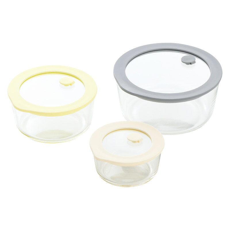 【新品/取寄品/代引不可】【特選商品】　電子レンジ対応NEWグラスコンテナ3pcs　　7041677
