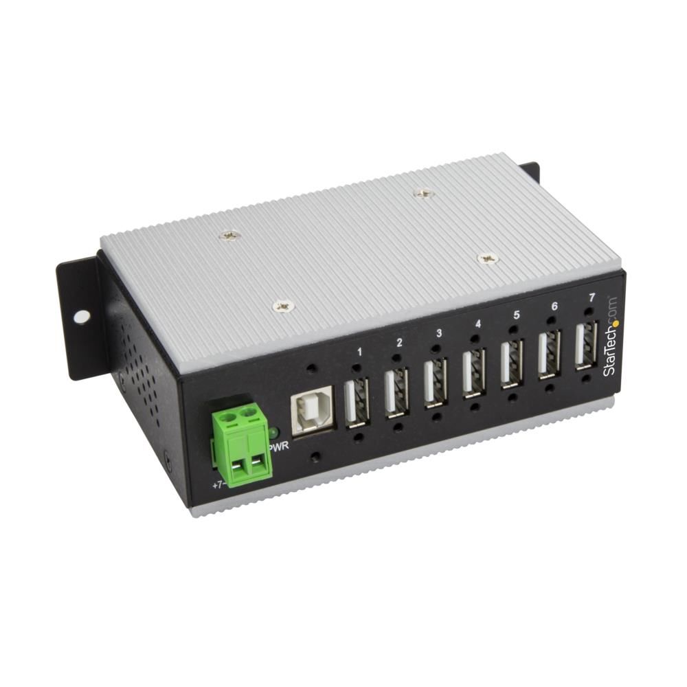 【新品/取寄品/代引不可】7ポート産業用USB 2.0ハブ 15kV ESDに対応 直流7V-48V入力対応ターミナルブロック 平面やDINレールへの取付けが可能 メタルハウジング HB20A7AME