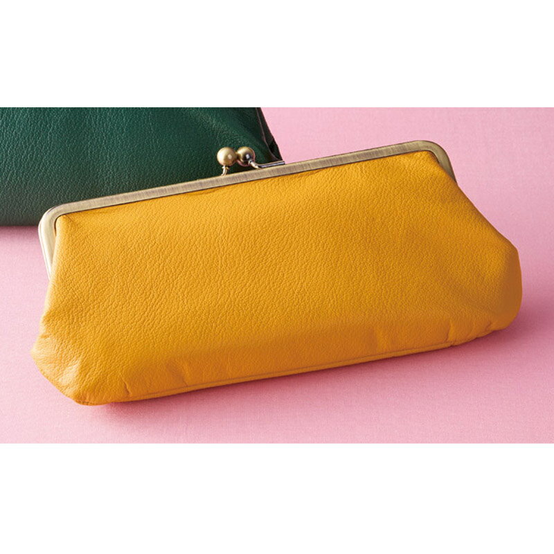 【新品/取寄品/代引不可】【特選商品】牛革親子がま口長財布 イエロー 8184-18