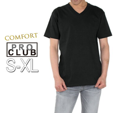 PRO CLUB プロクラブ Vネック Tシャツ メンズ 大きいサイズ 無地 COMFORT （ブラック 黒）【コンフォート】#106 アメカジ スポーツ B系 ストリート系 ヒップホップ ダンス 衣装 USA ブランド ファッション【ネコポス】 父の日 ギフト