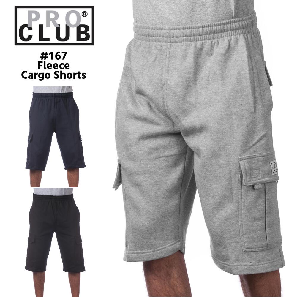 フリース カーゴショーツ PROCLUB プロクラブ メンズ レディース ズボン ボトムス 無地 カーゴパンツ ショートパンツ 半ズボン USA ブラック グレー 黒 M L XL 2XL 166