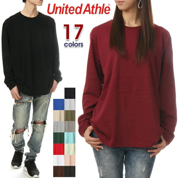 長袖Tシャツ 無地 UNITED ATHLE ユナイテッドアスレ メンズ レディース カラー カットソー ヒップホップ hiphop ストリート ダンス 衣装 ブランド アメカジ ロングスリーブ Tシャツ ホワイト ブラック グレー ネイビー レッド ブルー グリーン 白 黒