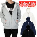 スウェット パーカー フルジップ United Athle ユナイテッドアスレ 無地 12.7オンス 無地 裏パイル 裏毛 S M L XL 秋 冬 大きいサイズ グレー ブラック ホワイト ネイビー 5767-01