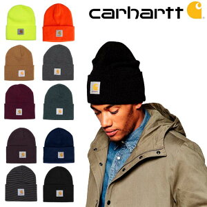 カーハート ニット帽 カーハート ニットキャップ 帽子 メンズ 折返し ニット帽 CARHARTT ニットワッチ 無地 シンプル ワッペン USAモデル【A18】