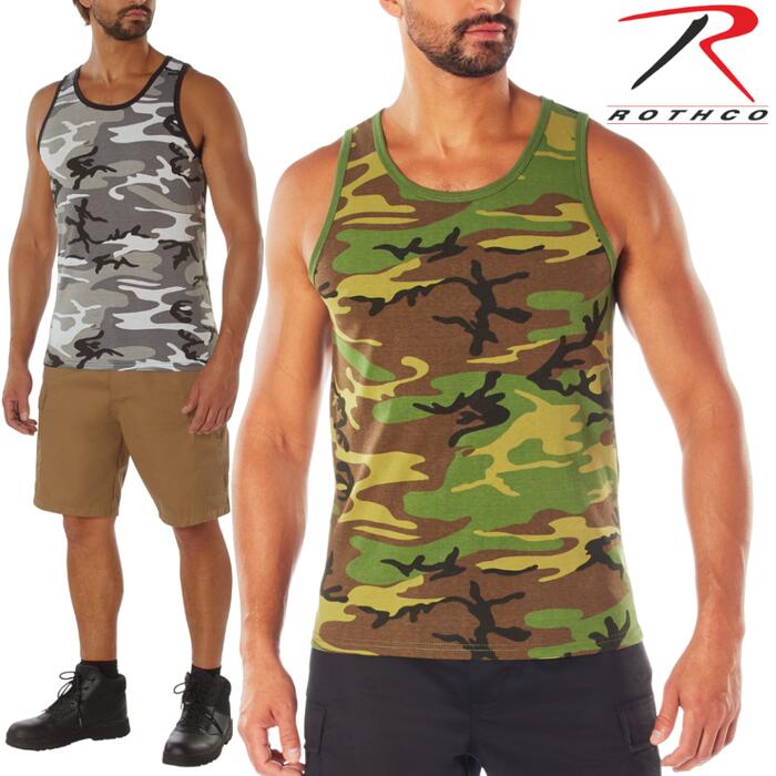 ロスコ タンクトップ メンズ レディース ROTHCO カモフラ 迷彩 カモ柄 コットン ポリエステル アウトドア カジュアル トップス ミリタリー ブラック ...