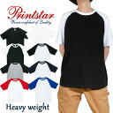 ラグラン 半袖Tシャツ メンズ レディース 無地 コットン プリントスター Printstar やや厚手 ヘビーウェイト 5.6オンス ゆったり お揃い イベン...