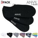3足セット 靴下 3足組 ソックス ANVIL アンヴィル アンビル メンズ レディース 3P 浅履き ミドルフットカバー スニーカーソックス くるぶし 無地 ブラック ホワイト グレー タイダイ ネオン M L ANS020