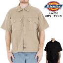 半袖ワークシャツ Dickies ディッキーズ 無地 ロゴ ポケット メンズ レディース ユニセックス ブラック 黒 サンドベージュ 茶 M L XL A4Z7...