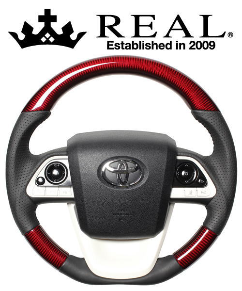 REAL STEERING オリジナルシリーズ トヨタ MIRAI(ミライ) JPD10用 カラー：レッドカーボン (50-RDC-BK)【ハンドル】【自動車パーツ】レアル ステアリング